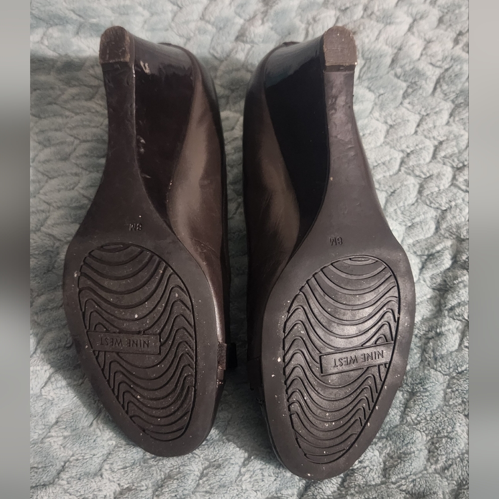Nine West Brown Leather Oncue Wedges